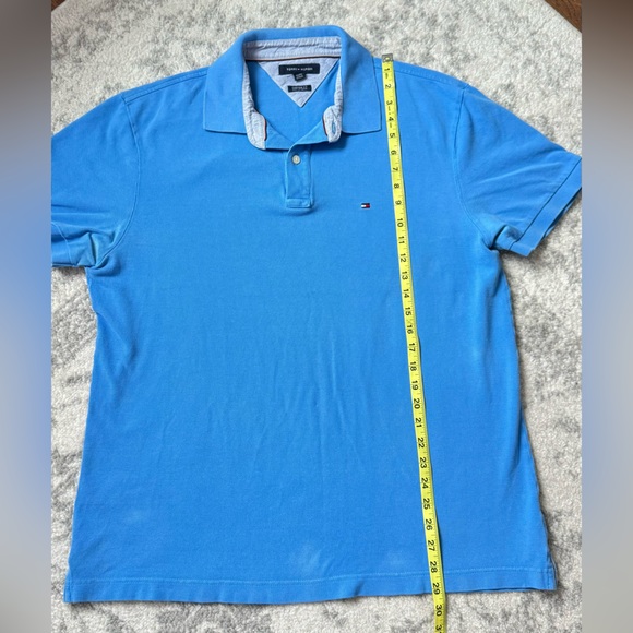 Tommy Hilfiger Custom Fit Solid Blue Casual Mens Short Sleeve Polo Shirt Size XL - Picture 5 of 5